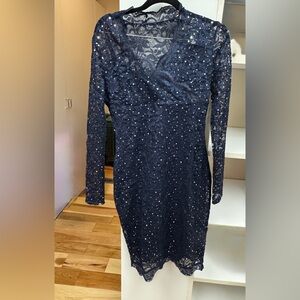 Elegant Navy Lace Dress